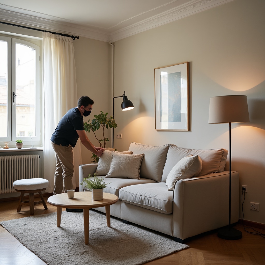 Appartamento in fase di riorganizzazione con home staging light, mobili riposizionati